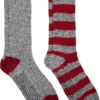 Egara Crew Socks, 2 Pack Gray & Red