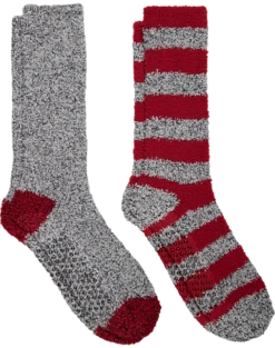 Egara Crew Socks, 2 Pack Gray & Red