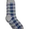 Egara Lounge Socks, Navy & Gray Checkered Stripe