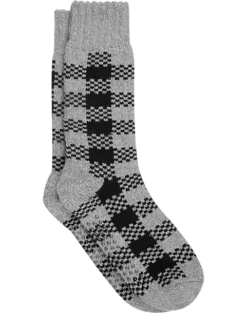 Egara Lounge Socks, Black & Gray Checkered Stripe