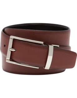 clothing 19 Joseph Abboud Feather Edge Reversible Pebbled Leather Belt, Cognac
