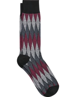 Egara Gray And Burgundy Diamond Socks, 1 Pair