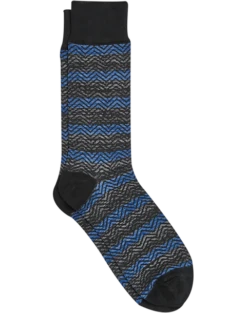 Egara Socks, Gray & Blue Zigzags