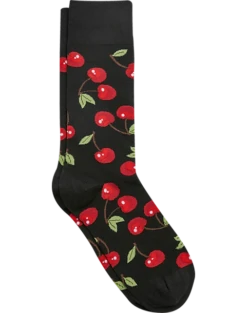 Egara Socks, Black With Red Cherries