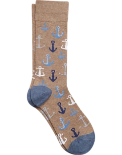 Egara Socks, Tan With Anchors