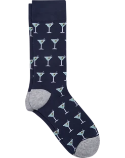 Egara Socks, Navy Martini Glasses